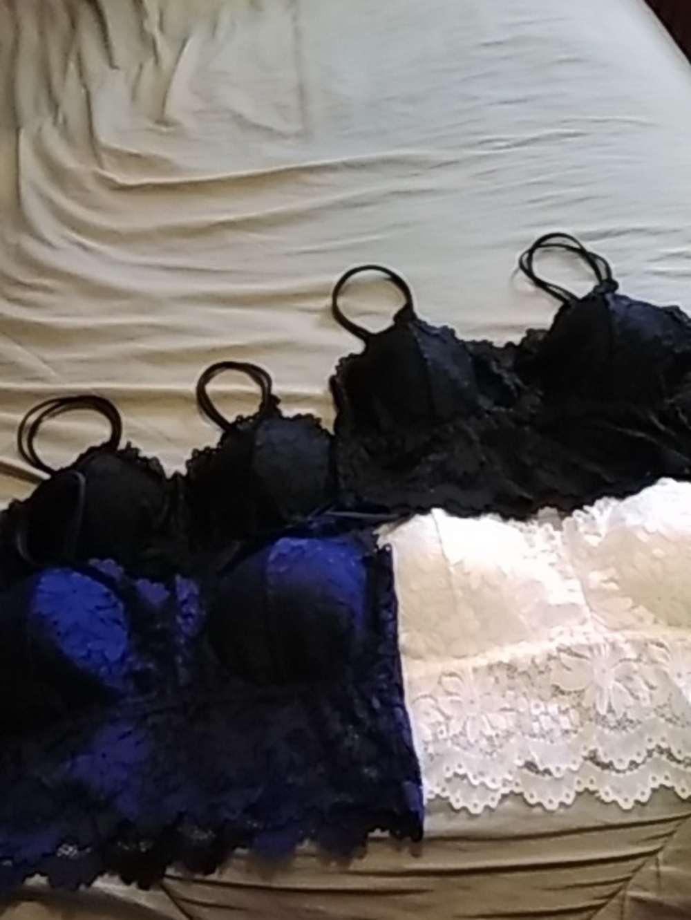 Lace Longline Bralette Set in Black, Navy, and White